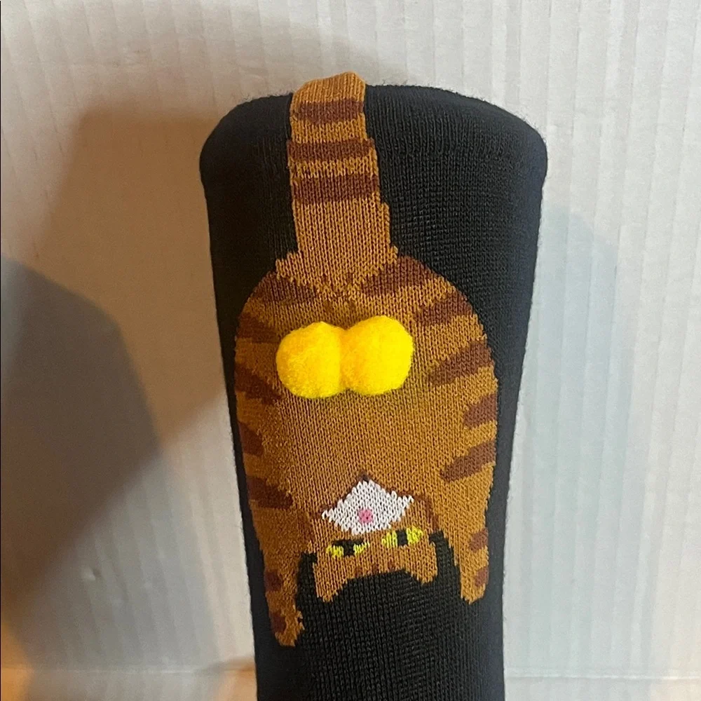 Cat Design Black Socks